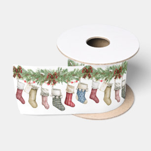 Ruban En Satin Bas de Noël en famille