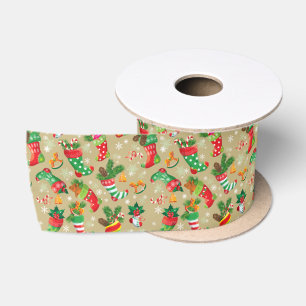 Ruban En Satin Bas de Noël et jouets