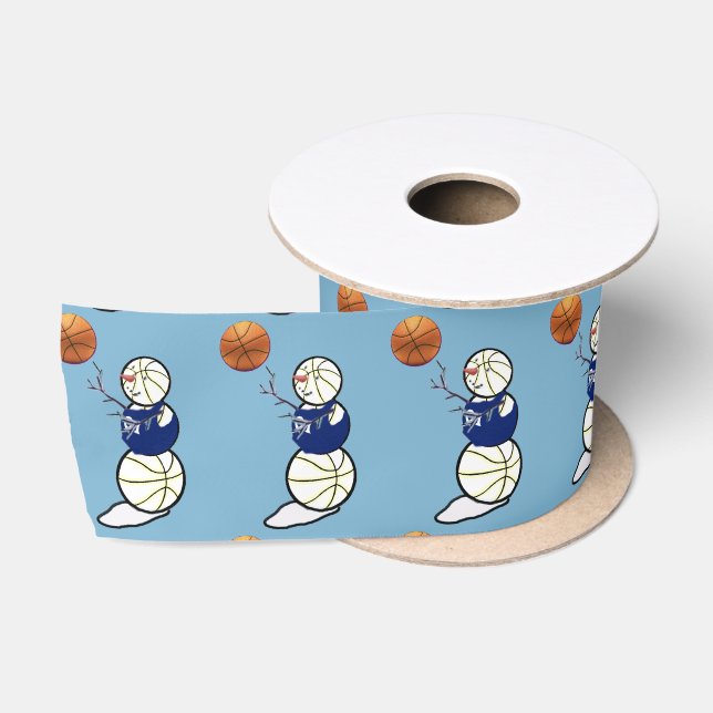 Ruban En Satin Basket-ball Snowman Noël (Bobine)