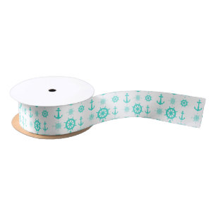 Ruban En Satin Bateau côtier bleu turquoise