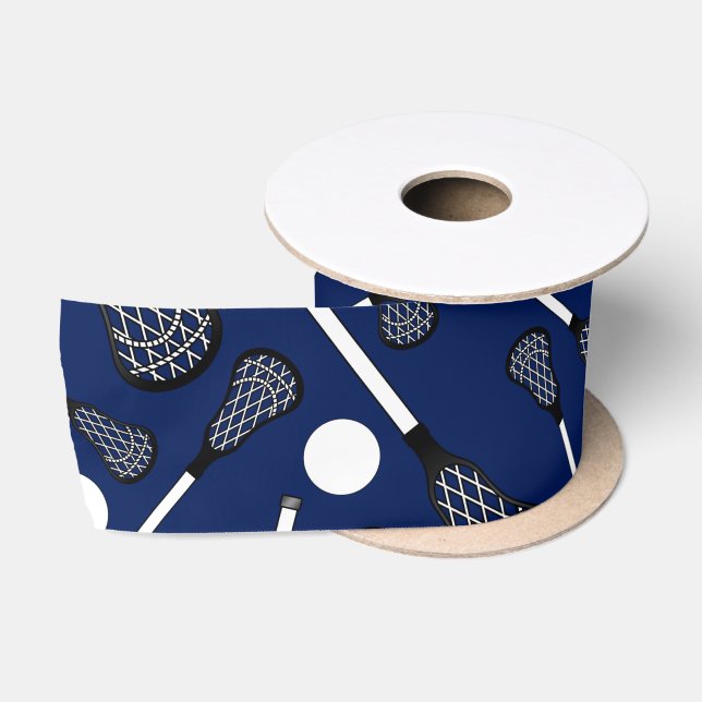Ruban En Satin Bâtons de lacrosse de bleu marine (Bobine)