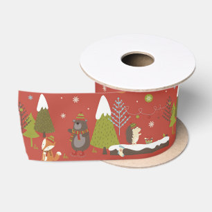 Ruban En Satin Bear mignonne, Fox, & Hedgehog Enfants Noël drôle