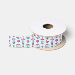 Ruban En Satin Beau Floral Mason Jar Hearts Motif