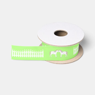 Ruban En Satin Beaux Chevaux Blancs de Mariage Motif Personnalisé