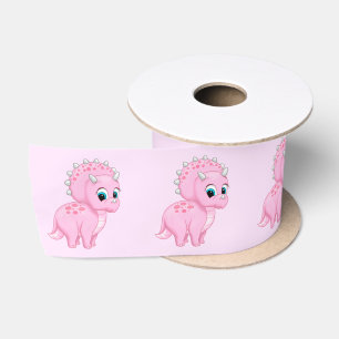 Ruban En Satin Bébé mignon Tricératops roses Dinosaur