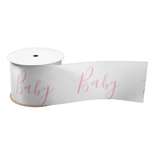 Ruban En Satin Bébé rose blanc Script Baby shower élégant