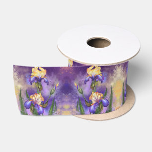 Ruban En Satin Belle Iris Ribbon Purple Fleurs - Peinture