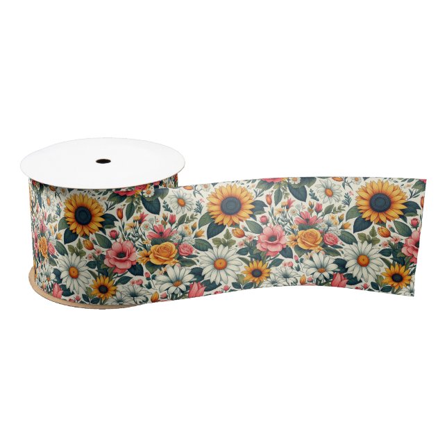 Ruban En Satin Belles Fleurs (Bobine)
