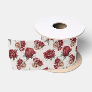 Ruban En Satin Belles roses rouges de printemps pour la douche de