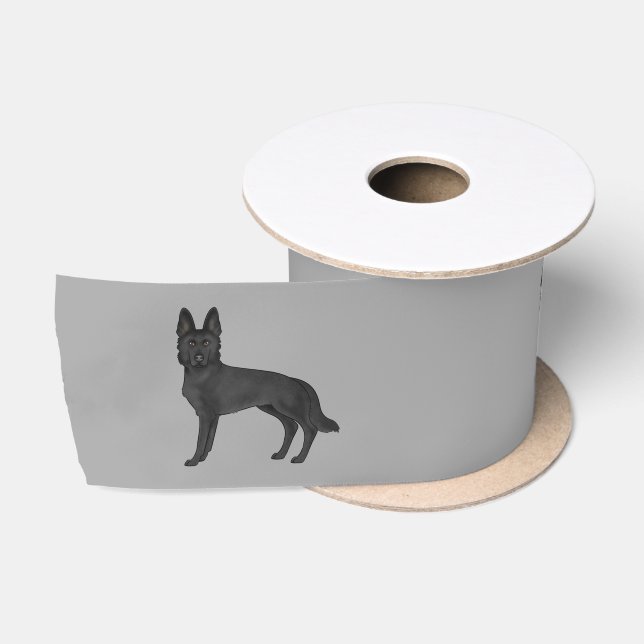 Ruban En Satin Berger noir allemand mignon dessin Chiens gris (Bobine)