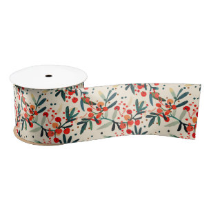 Ruban En Satin Berries de Noël Rouge moderne
