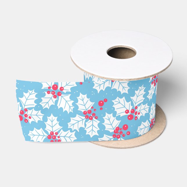 Ruban En Satin Beurre creux sur bleu (Bobine)