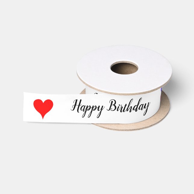 Ruban En Satin Birthday Balloons Red Hearts 1.5 INCH (Bobine)
