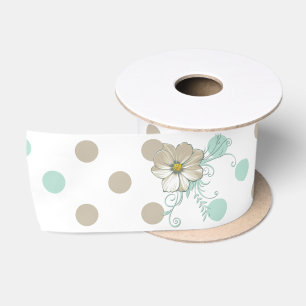 Ruban En Satin BISQUE MINT POINTS STRIPES Ruban