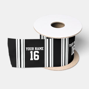 Ruban En Satin Black White Team