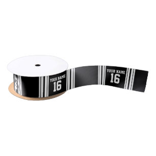 Ruban En Satin Black White Team
