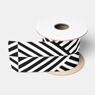 Ruban En Satin Black White Tribal Lines Africain