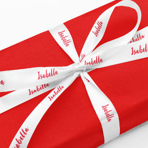 Ruban En Satin Blanc et rouge   Cadeau personnalisé