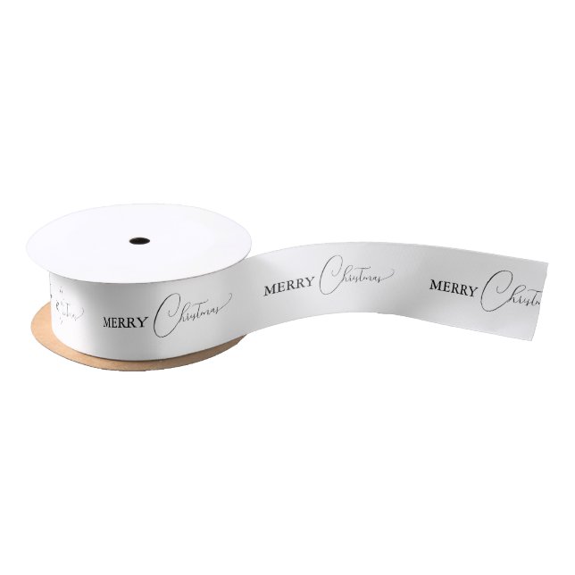 Ruban En Satin Blanc Simple moderne Joyeux Noël (Bobine)