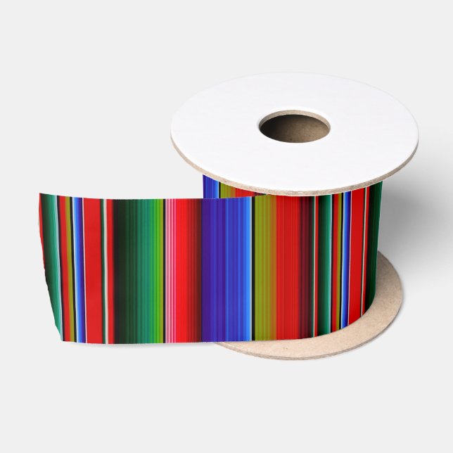 Ruban En Satin Blanche mexicaine Fiesta Stripes Serape traditionn (Bobine)