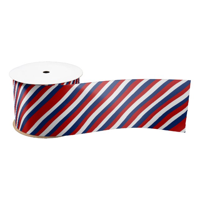Ruban En Satin Blancs rouges et bleus (Bobine)