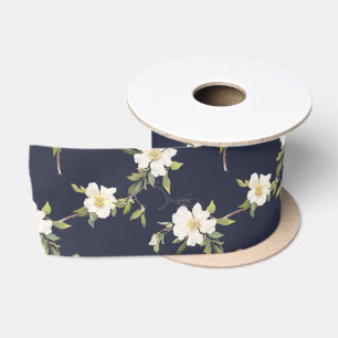 Ruban En Satin Bleu bleu floral