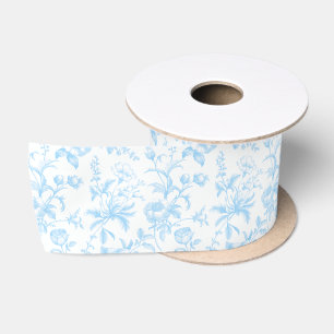 Ruban En Satin Bleu Céleste Élégant Grandmillennial Toile Floral