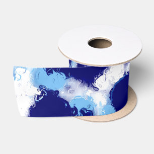 Ruban En Satin Bleu clair, marine et blanc Abstrait