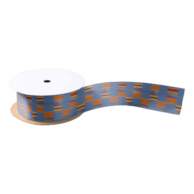 Ruban En Satin Bleu Denim Stripes Kente (Bobine)
