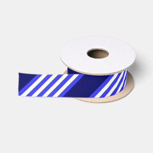 Ruban En Satin Bleu et blanc cinq bandes motif