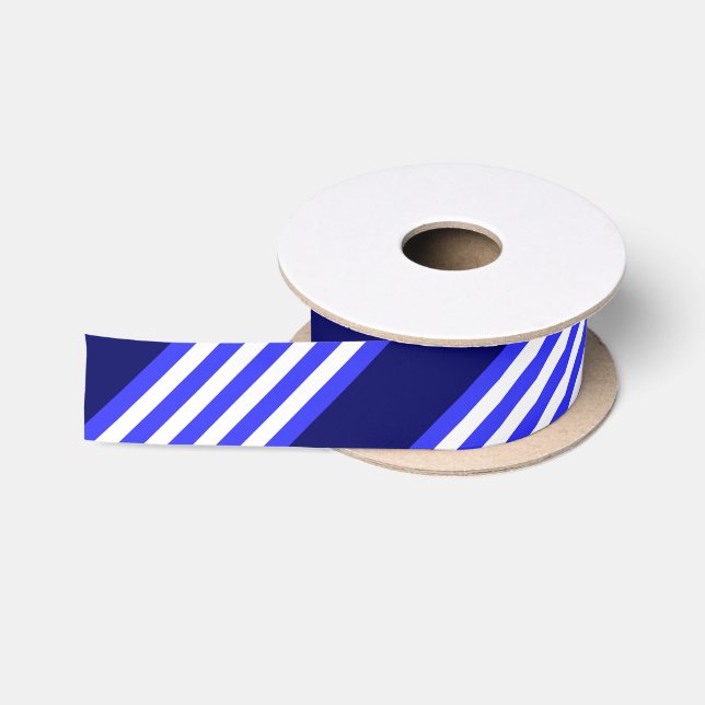Ruban En Satin Bleu et blanc cinq bandes motif (Bobine)