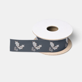 Ruban En Satin Bleu et cuivre Holly Feuilles et baies