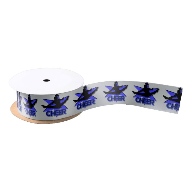 Ruban En Satin Bleu et ruban cheerleading gris de satin (Bobine)