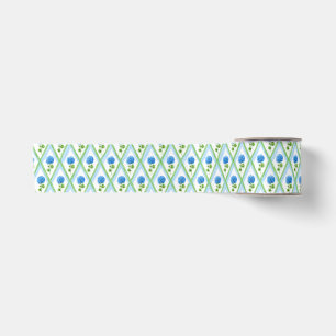 Ruban En Satin Bleu et vert grand-millénaires Hydrangea Ditsy