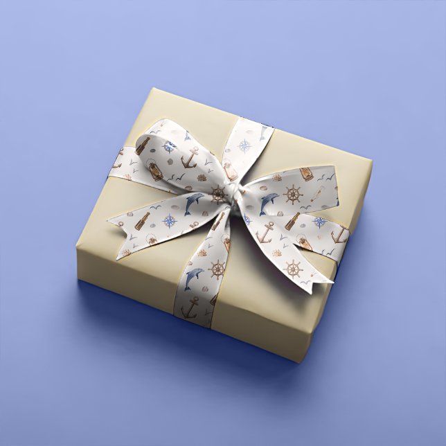 Ruban En Satin Bleu Fête des mariées côtière marine (Créateur téléchargé)