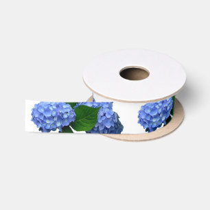 Ruban En Satin Bleu Hydrangée Fleurit Verdure