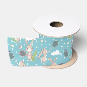 Ruban En Satin Bleu lapin de tennis personnalisable