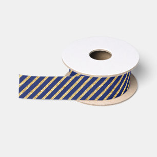 Ruban En Satin Bleu marine et motif diagonal de rayure de parties