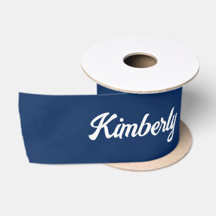 Ruban En Satin Bleu marine nom personnalisé école