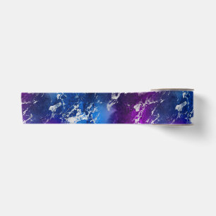 Ruban En Satin Bleu, Rose & Argent Galaxie Marbre Éblouissant