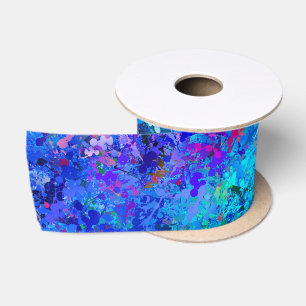 Ruban En Satin Bleu rose Turquoise gouttes Splash Abstraction