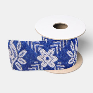 Ruban En Satin Bleu vintage de tissu de motif