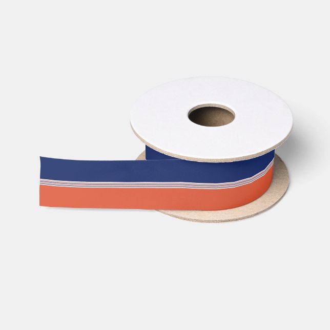 Ruban En Satin Bleus et oranges de la marine (Bobine)