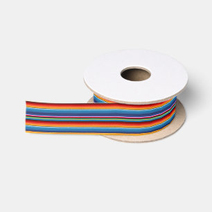 Ruban En Satin Blue Gold Red Sarape mexicaine