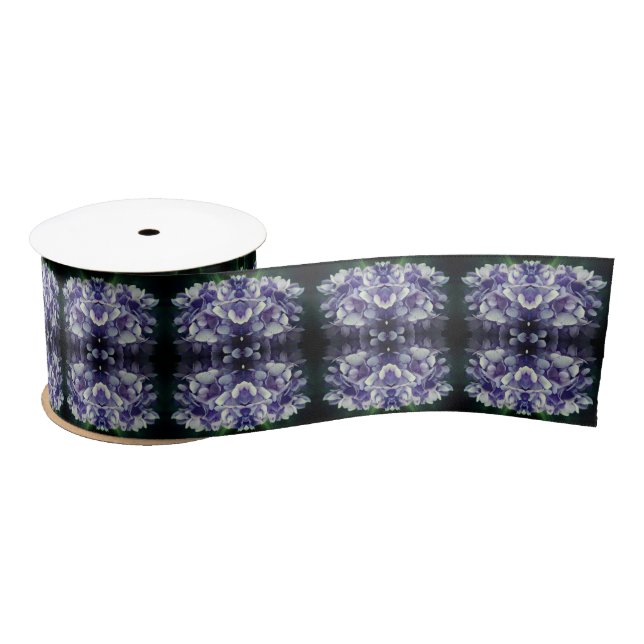 Ruban En Satin Blue Hydrangea Petals Motif Abstrait (Bobine)