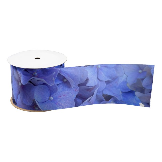 Ruban En Satin Blue periwinkel élégantes hydrangées florales (Bobine)