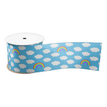 Blue Sky Clouds Rainbow Motif