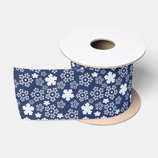 Ruban En Satin Blue Star et Snowflake Noël Motif d'hiver (Bobine)