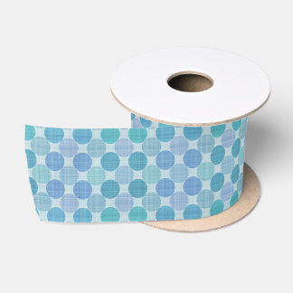 Ruban En Satin blue, turquoise and teal textured dots