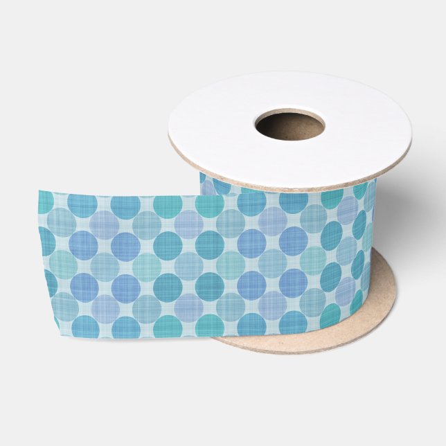 Ruban En Satin blue, turquoise and teal textured dots (Bobine)